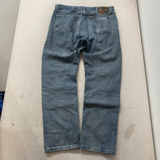 Wrangler Men's Blue Denim Jeans Straight Fit Pocket Zip-Fly Classic Size 36x31