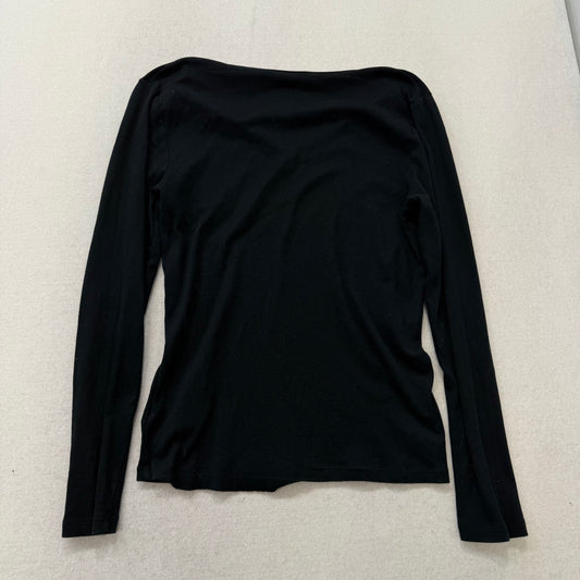 GAP Black V Neck Long Sleeve Tee Cotton Modal Made in Jordan Size L
