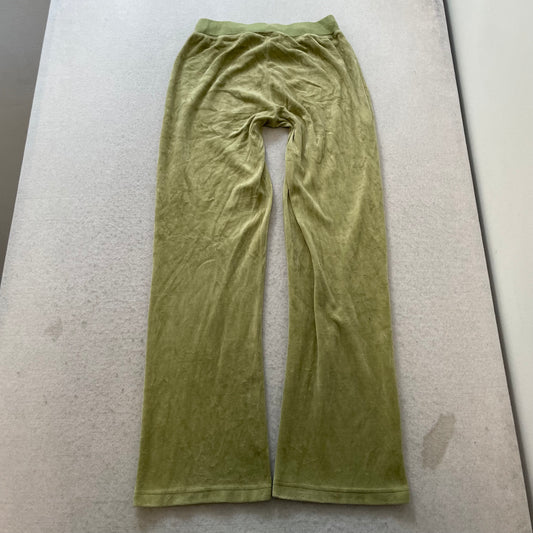 Juicy Couture Women's Olive Green Velour Flared Leg Track Pant Drawstring Size S
