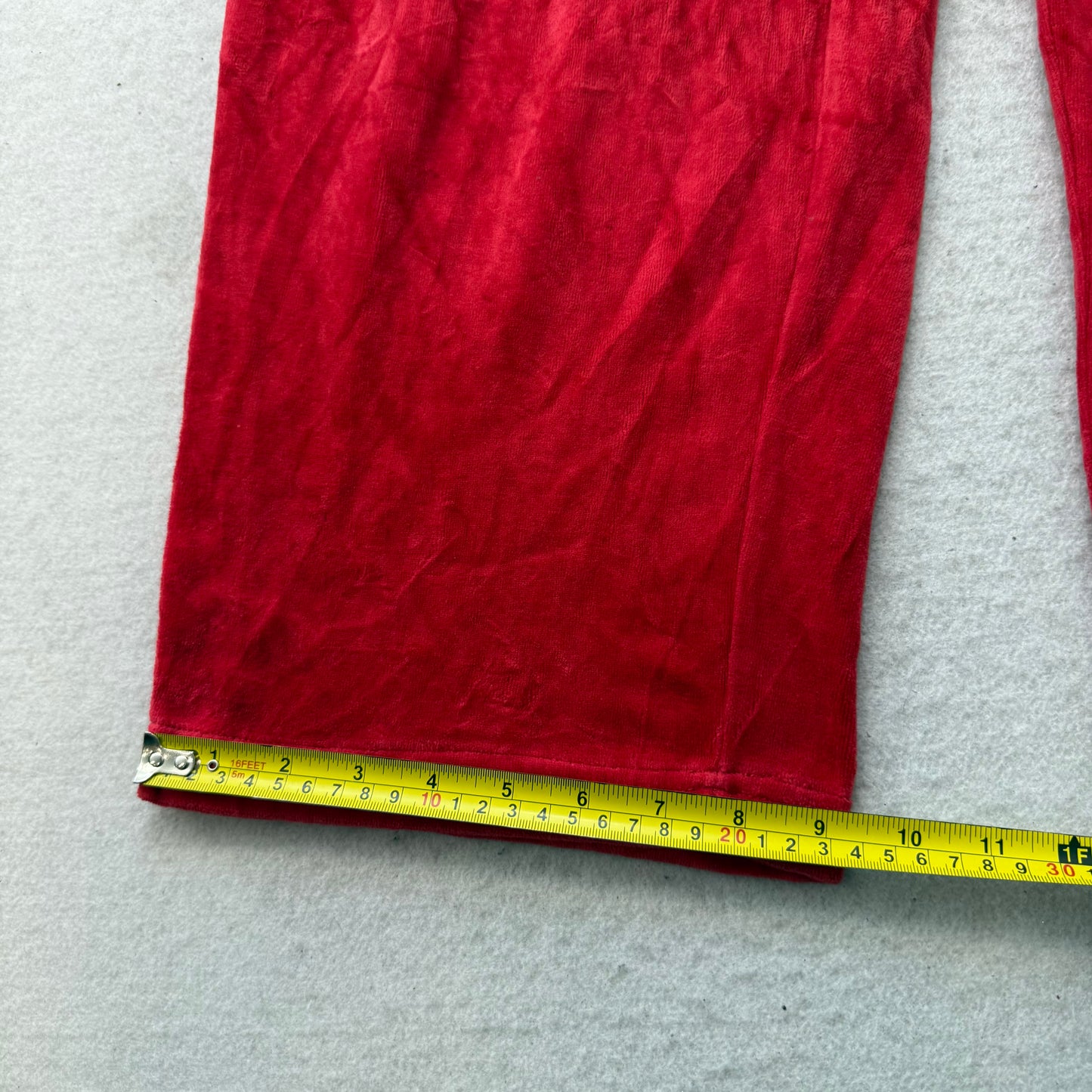 2003 Vtg Juicy Couture Women's Red Velour Tracksuit Set Hoodie & Pant Size L/XL