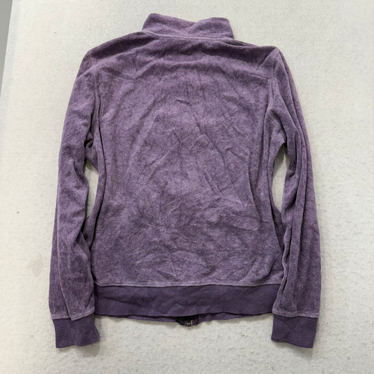 Juicy Couture Women Purple Velour Zip-Up Track Jacket Long Sleeve Pocket Size XL
