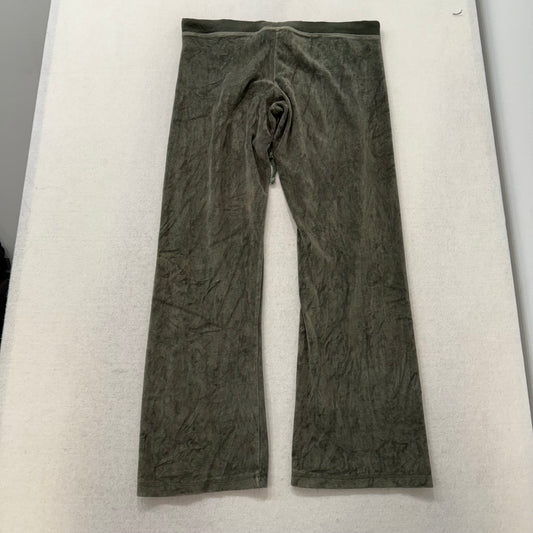 Juicy Couture Army Green Drawstring Velour Flared Track Pants Low Rise Size L