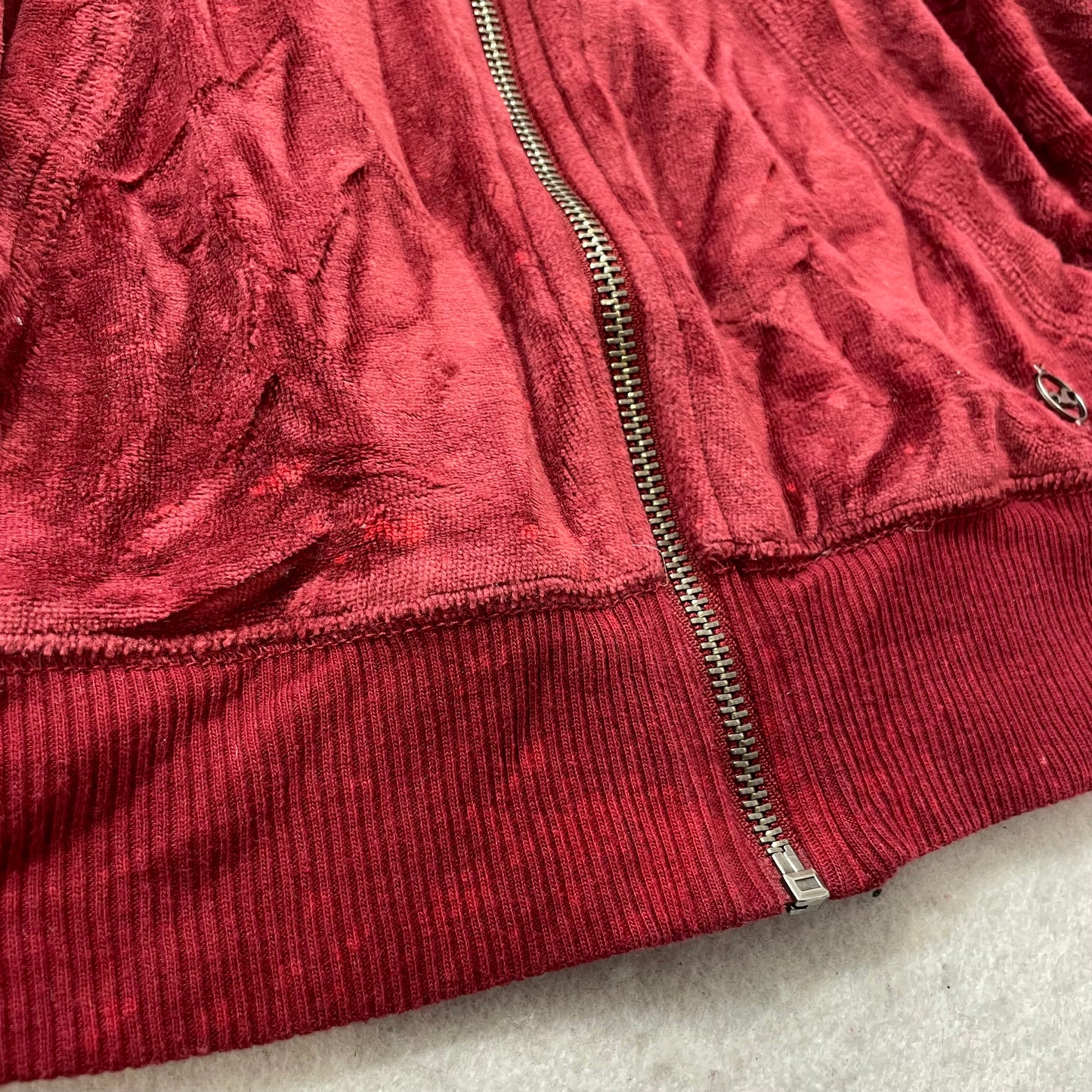 Hollister California Women's Maroon Velour Zip-Up Hoodie Long Sleeve Y2k Size L