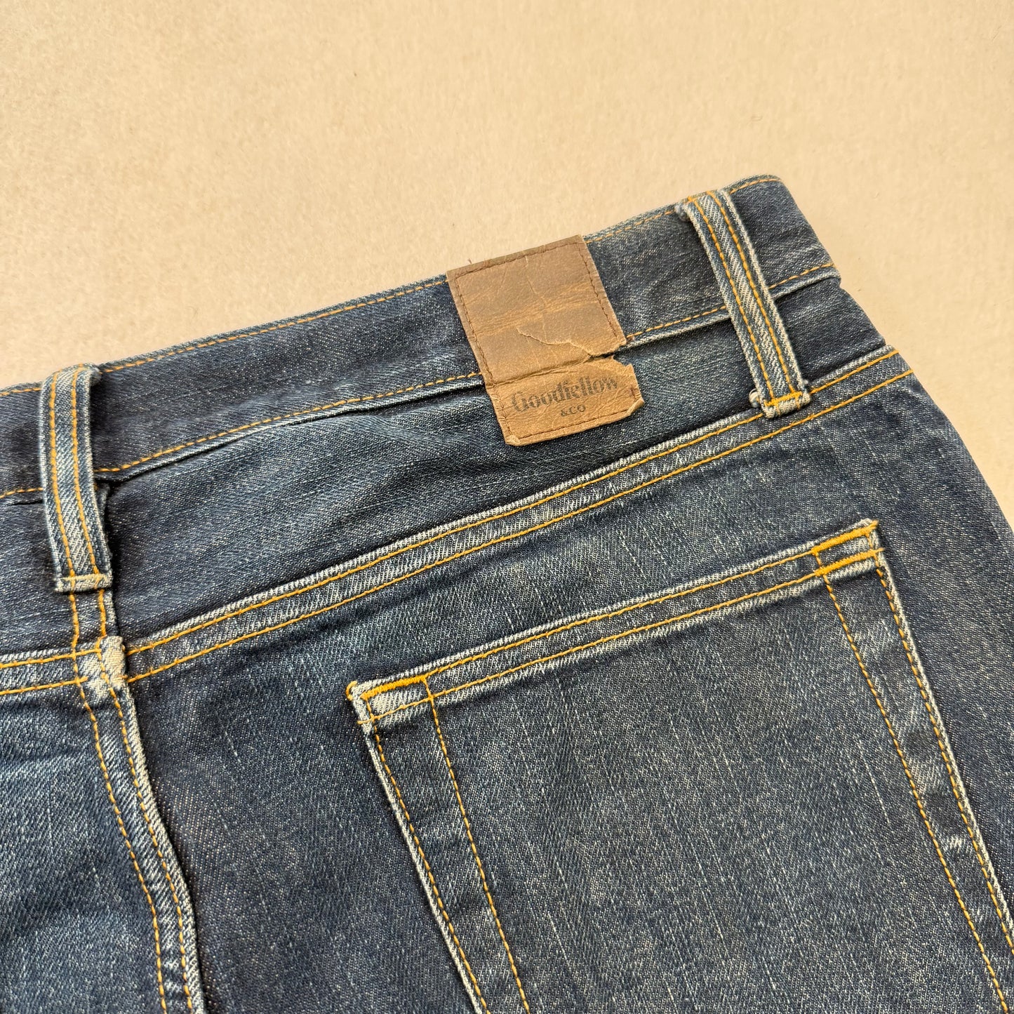 Goodfellow Selvedge Denim Dark Wash Straight Leg Jeans 14 oz Denim Pants Size 34x34