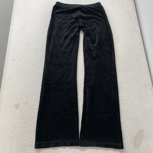 Vintage Juicy Couture Women's Black Velour Flared Leg Track Pant Logo Y2K Size S