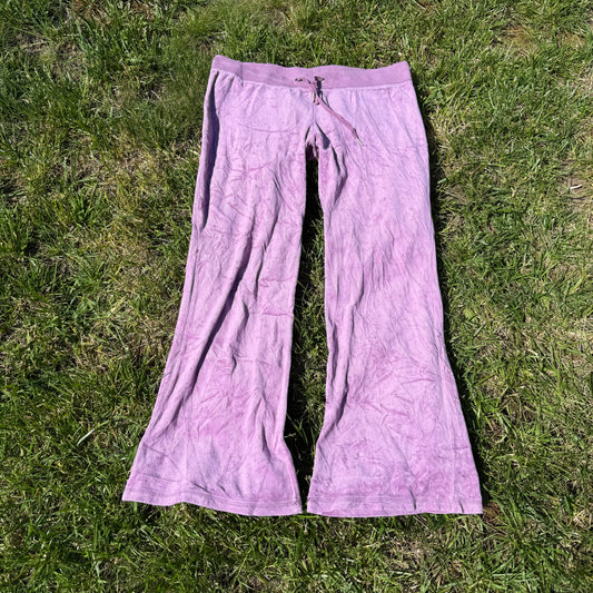 Vtg Juicy Couture Women's Lavender Velour Flared Track Pant Snap Pockets Size L