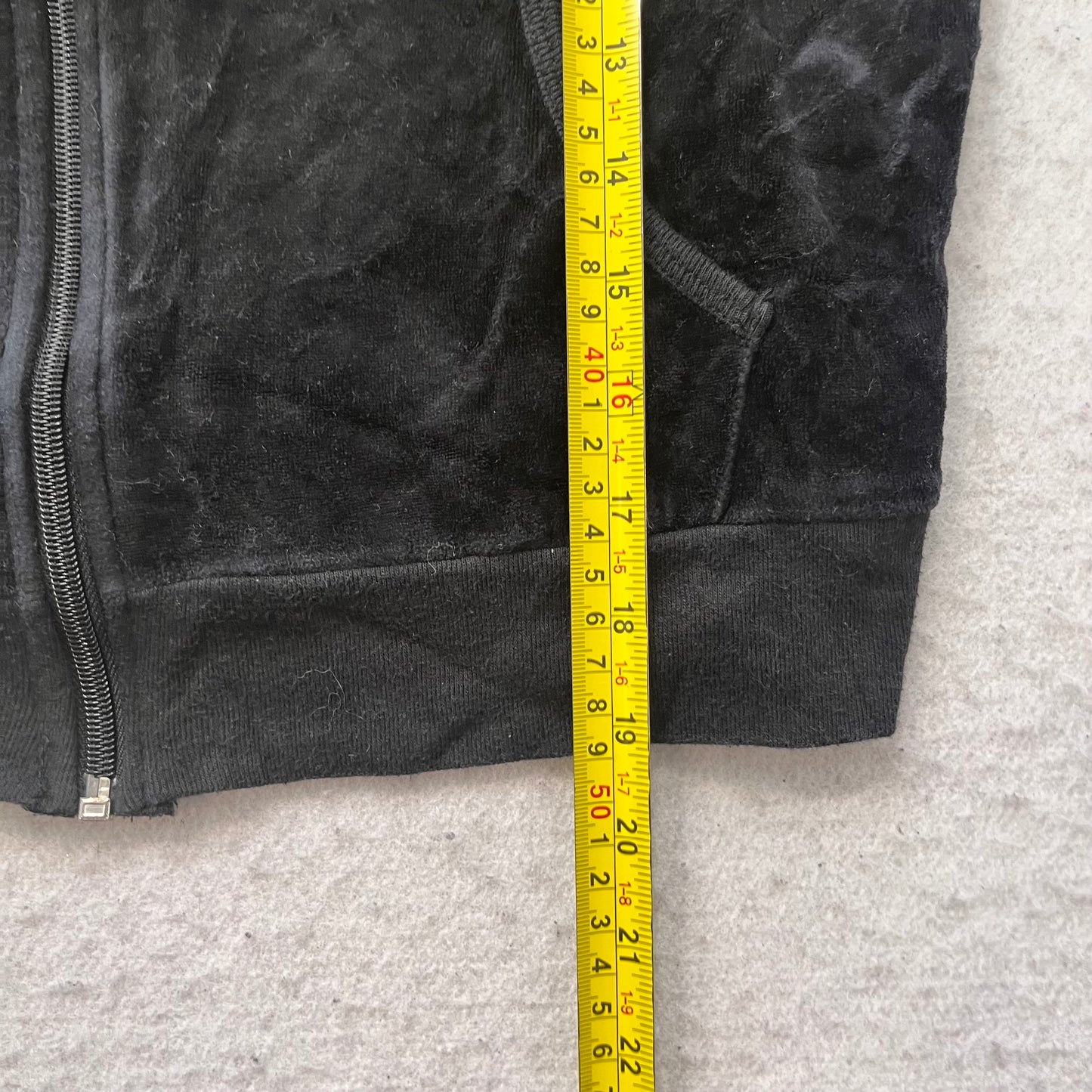Vintage Juicy Couture Scottie Dogs Women's Jet Black Velour Zip-Up Hoodie Size S