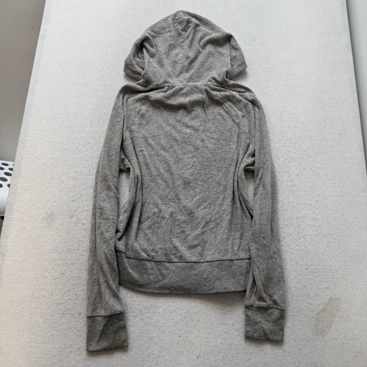 Bebe Sport Women's Gray Terry Cloth Full Zip Hoodie Casual Wear Pockets Size M