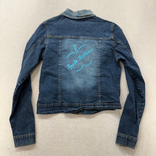 Apple Bottoms by Nelly Womens Denim Zip Up Cropped Jacket Spellout Design Size L