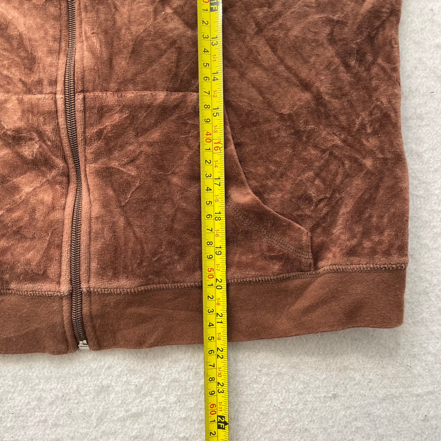 Juicy Couture Women's Brown Velour Zip Up Track Jacket Mock Neck Classic Size XL