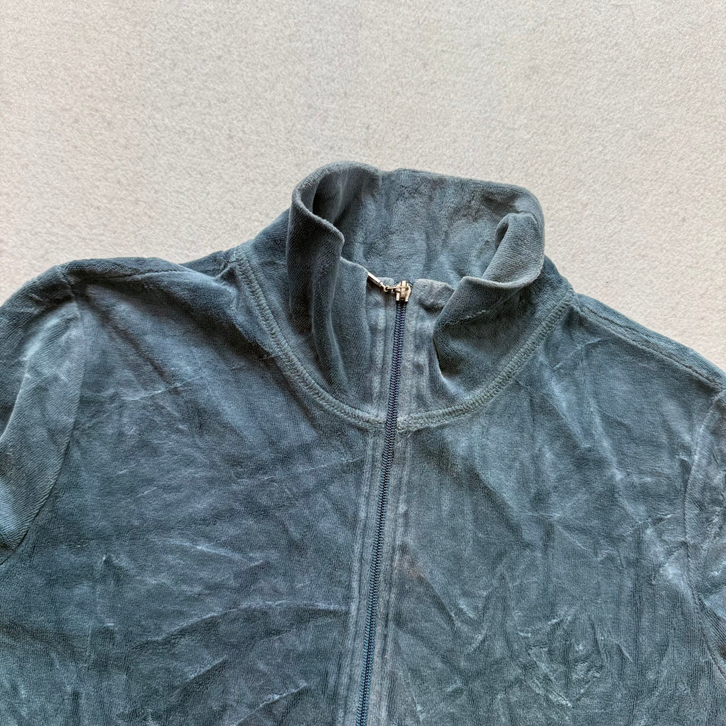 Juicy Couture Chandelier Women's Slate Blue Velour Zip-Up Track Jacket Size M