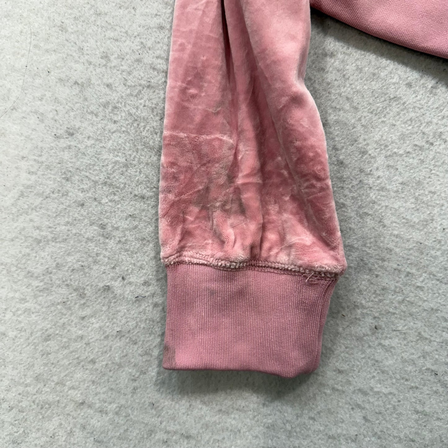 Juicy Couture Women's Light Pink Velour Cropped Hoodie Rhinestone Logo Size M