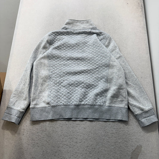 L.L.Bean Women's Grey Quilted Quarter Zip Pullover Sweatshirt Pockets Size XL