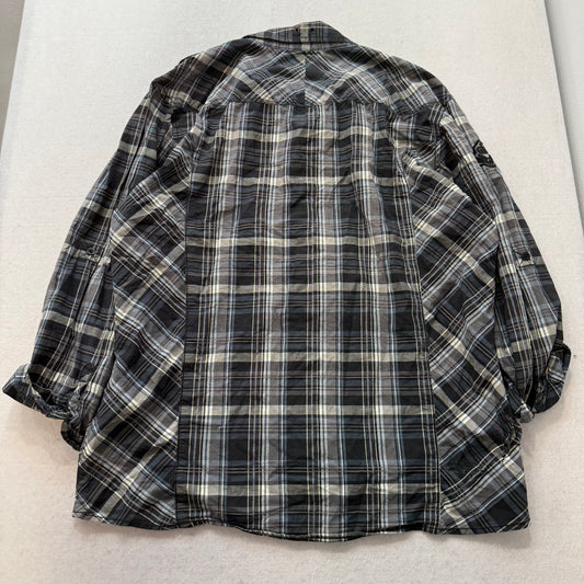 BKE Men's Black Plaid Slim Fit Stretch Shirt Western Pocket Button Up Size XXL