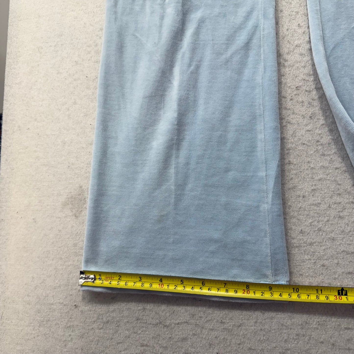 2003 Vintage Juicy Couture Womens Light Blue Velour Flared Track Y2k Pant Size L