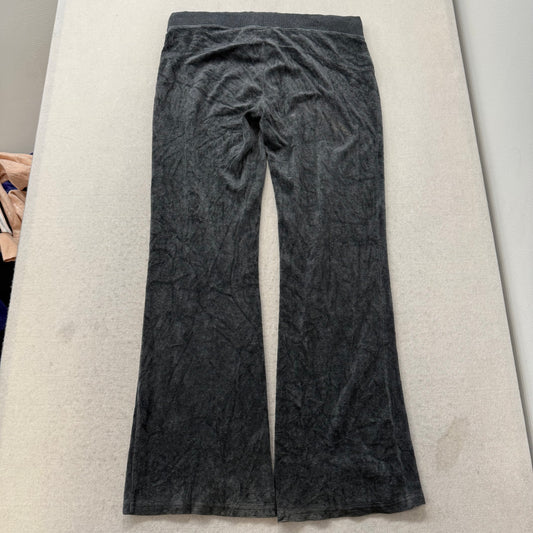 Bebe Women's Charcoal Gray Velour Flared Track Pant Loungewear Low Rise Size L