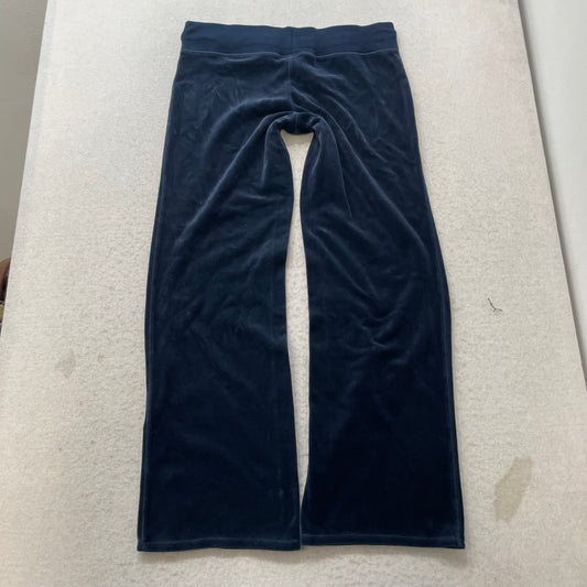 Juicy Couture Women's Navy Blue Velour Flared Leg Track Pants Drawstring Size M