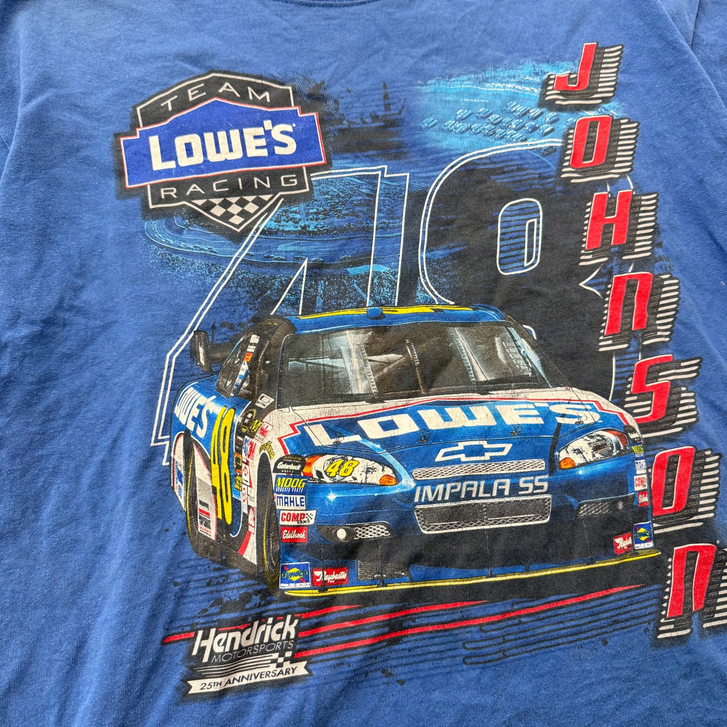 Jimmie Johnson #48 NASCAR Lowe's Racing Blue T-Shirt Hendrick Motorsports XL