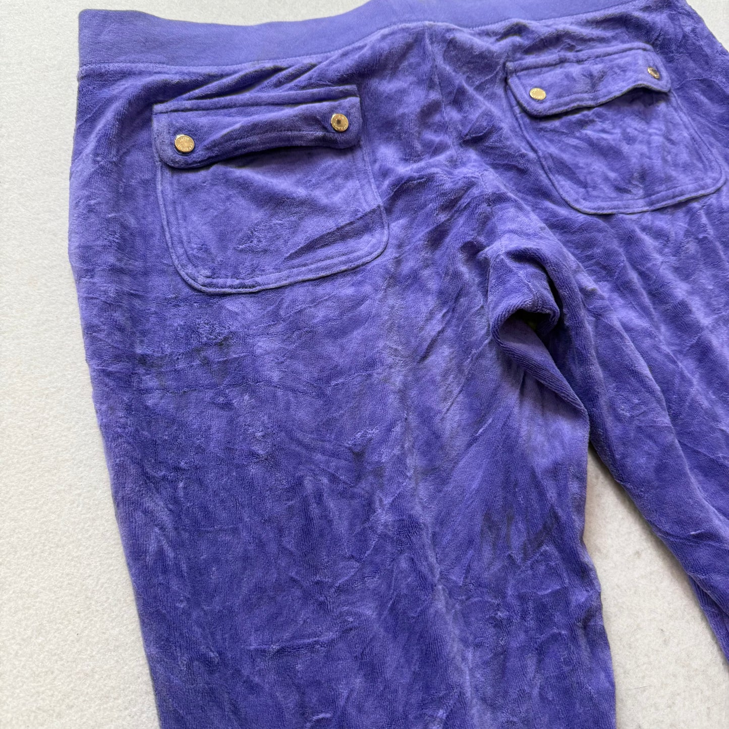 Juicy Couture Women's Light Indigo Velour Flare Leg Track Pants Loungwear Size L