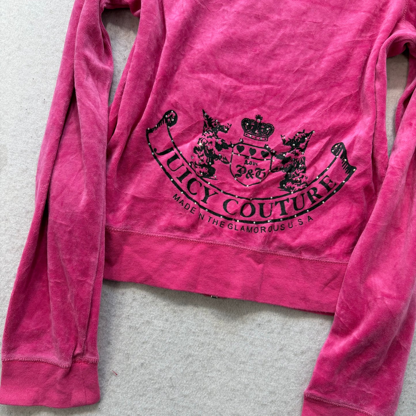 Vintage Juicy Couture Scottie Dogs Women's Pink Velour Zip-Up Hoodie Y2k Size L