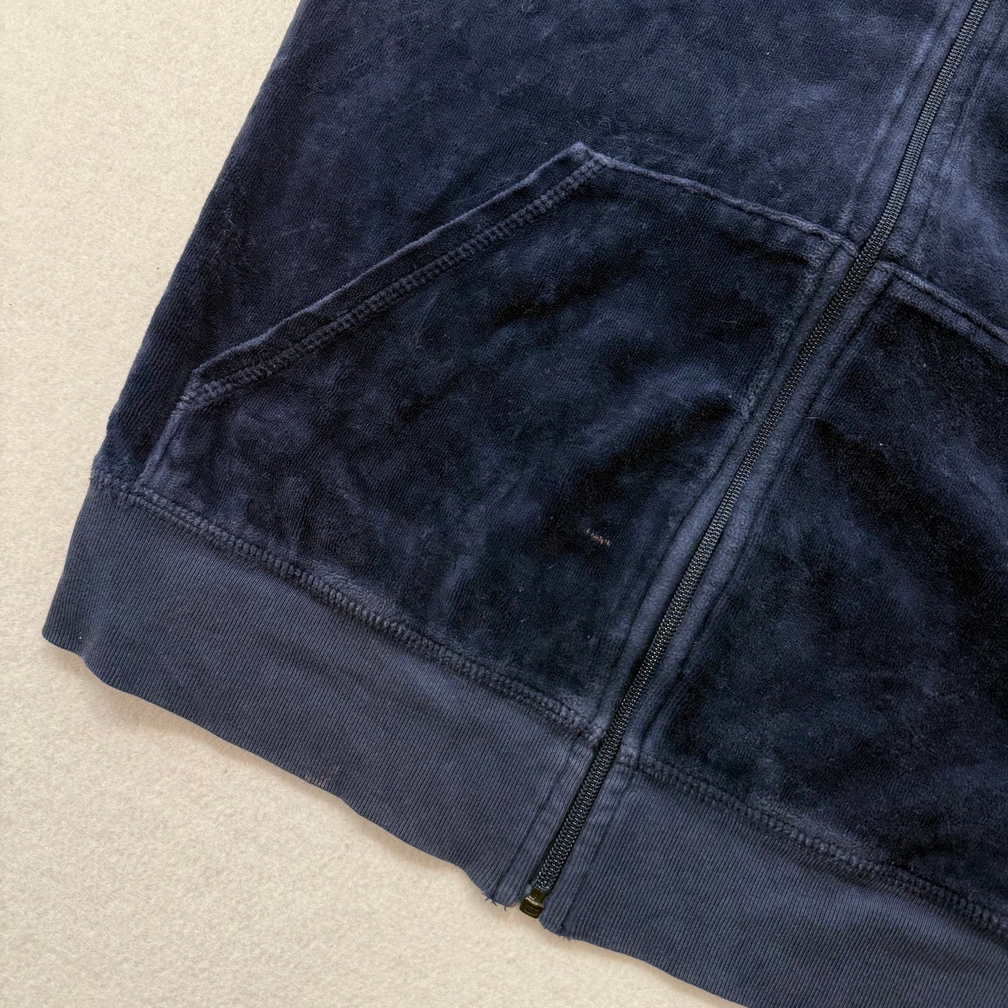 Vintage Juicy Couture navy velour full zip hoodie size L