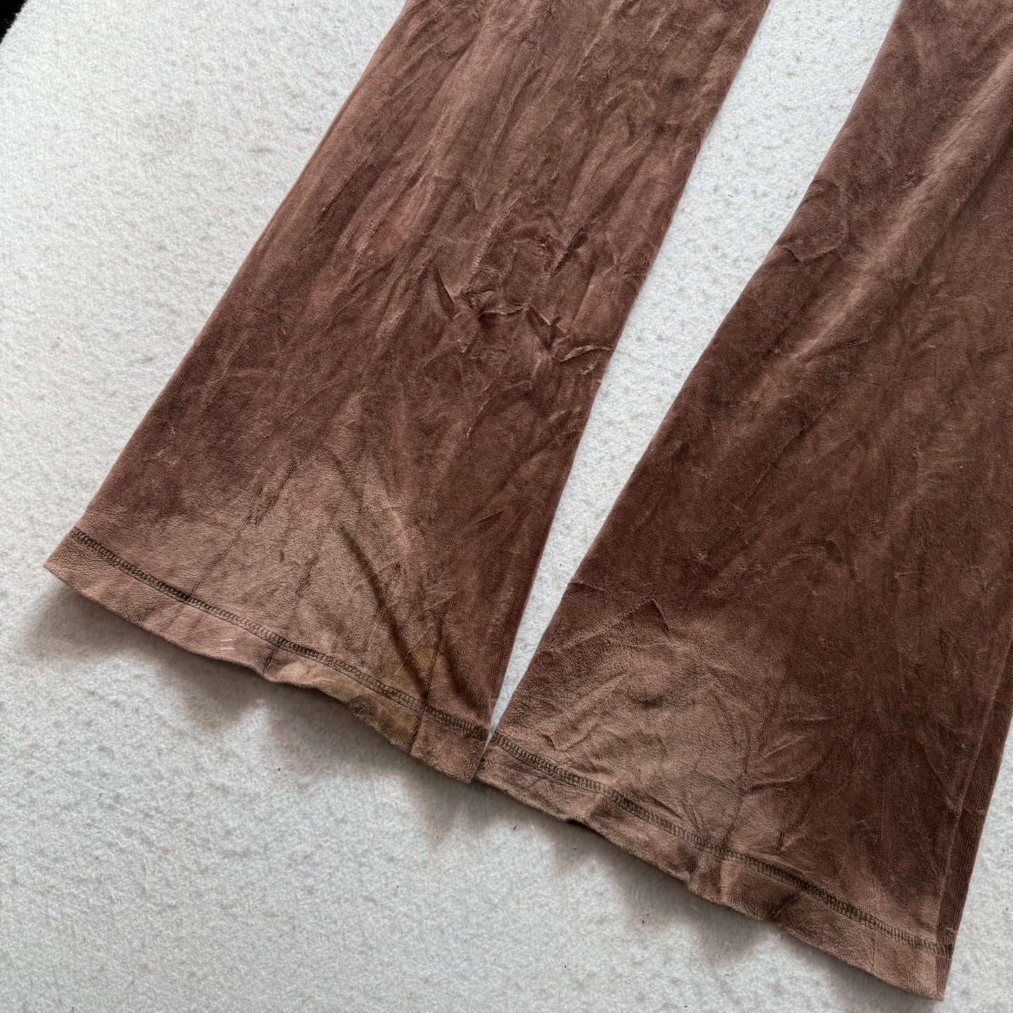 Vintage Juicy Couture Women Brown Velour Flared Track Pant Loungewear Y2k Size S