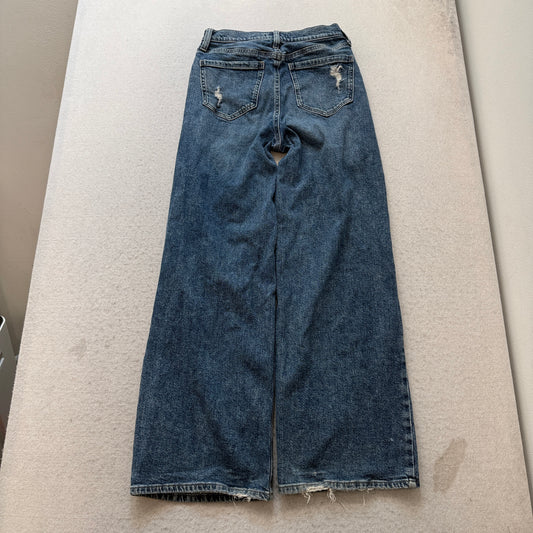 SO Goods For Life Women's Blue Wide Leg Distressed Denim Jeans Casual Size 7/2W