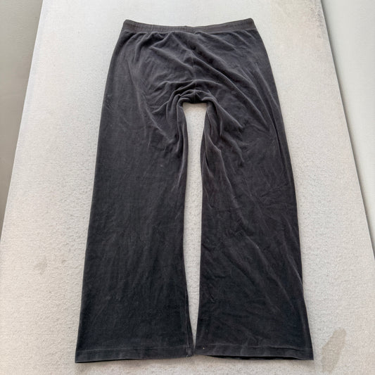 Juicy Couture Women's Dark Grey Velour Wide Leg Track Pants Drawstring Size M