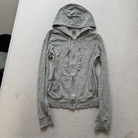 Vintage Victoria's Secret PINK Gray Velour LOVE PINK Back Graphic Hoodie Size S
