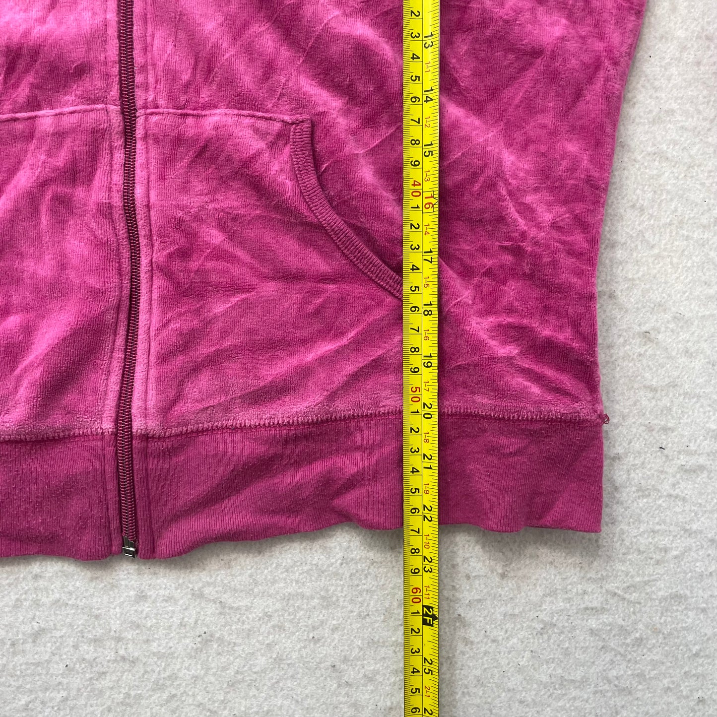 Juicy Couture Women Hot Pink Velour Zip-Up Hoodie Pockets Loungewear Y2k Size XL