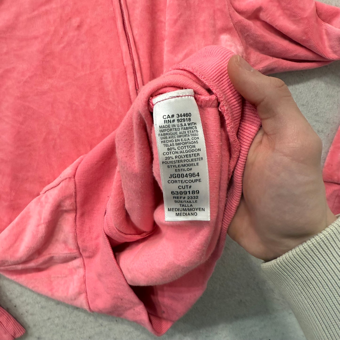 Juicy Couture Women's Natural Candy Pink Velour Zip Up Hoodie Preppy Y2K Size M