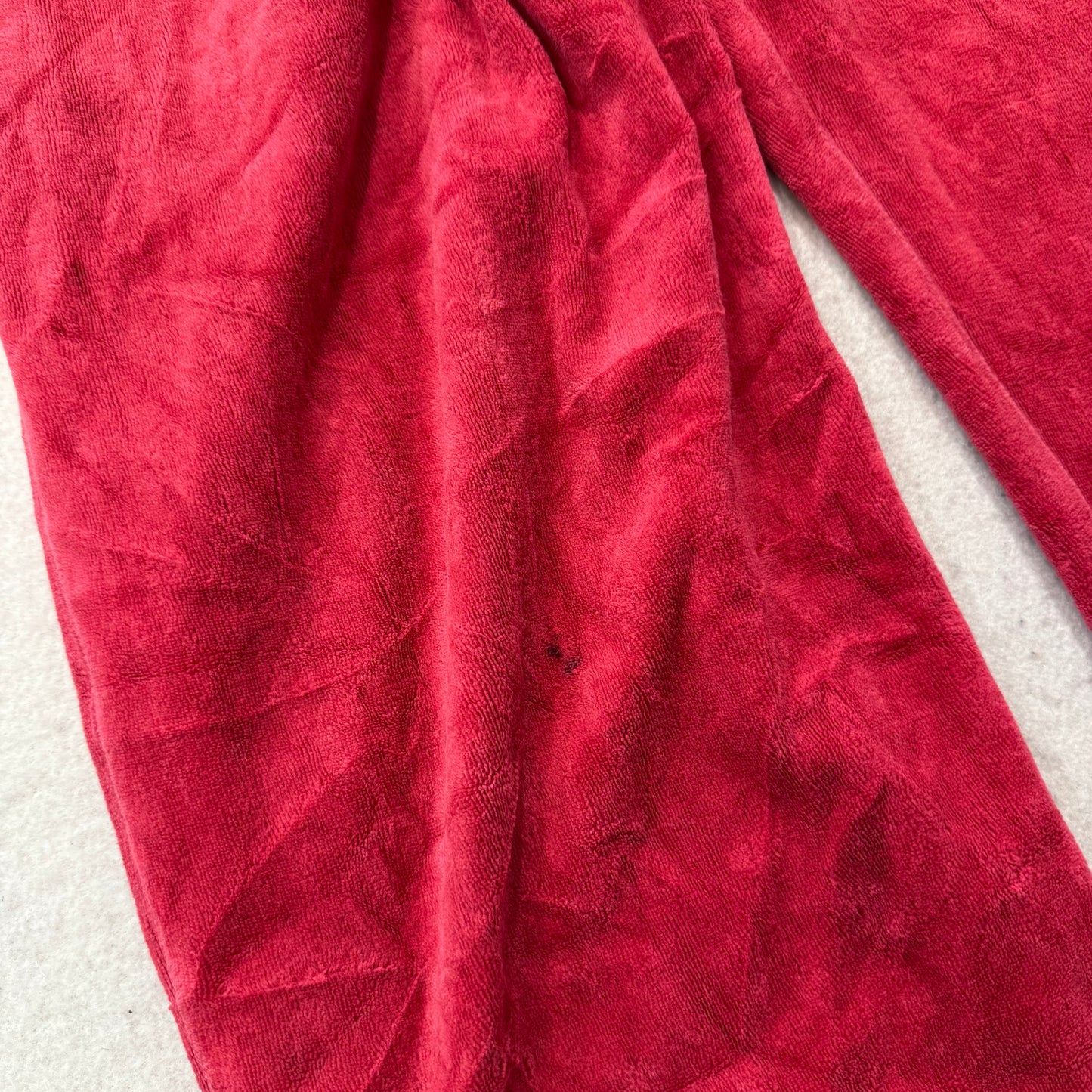 Vintage Juicy Couture Women's Red Velour Flared Track Pant Drawstring Y2k Size L