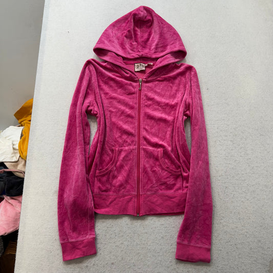 Vintage Juicy Couture Scottie Dogs Women's Pink Velour Zip-Up Hoodie Y2k Size L