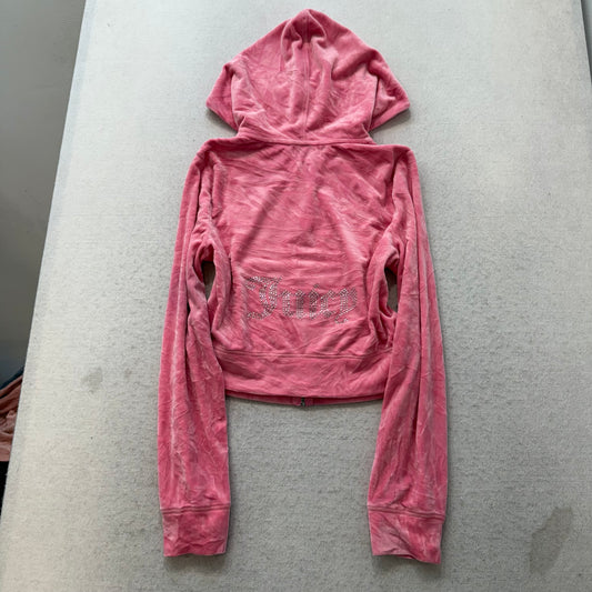 Juicy Couture Women's Pink Hoodie & Pants Tracksuit Set Rhinestones Logo Size M