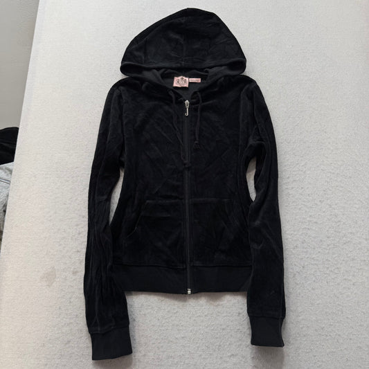 2003 Vintage Juicy Couture Scottie Dogs Womens Black Velour Tracksuit Set Size S