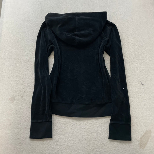 Bebe Sport Women's Black Velour Zip-Up Hoodie Long Sleeve Pockets Classic Size M