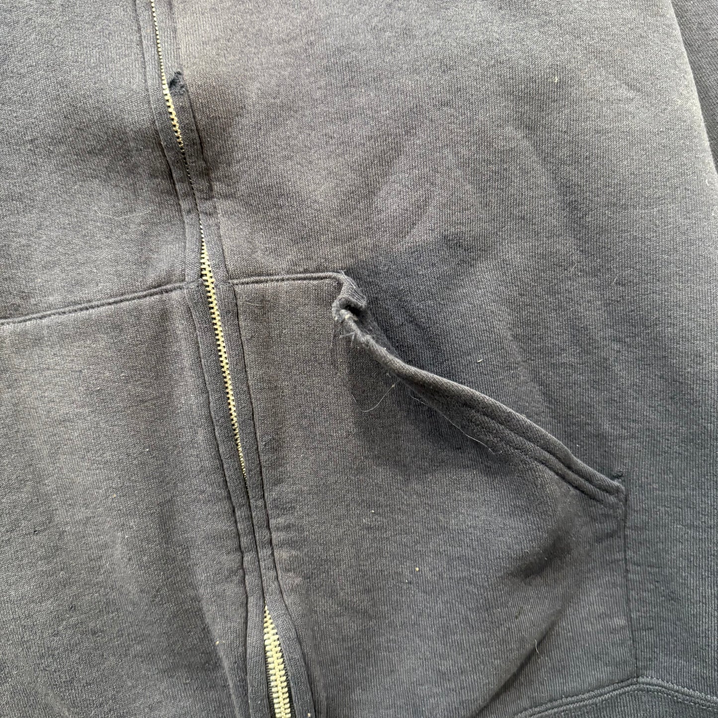 Russell Athletic Men's Navy Blue Cotton Relaxed Fit Full Zip Hoodie Logo Size XL