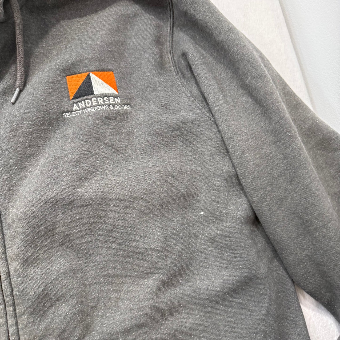 Carhartt Men Dark Gray Cotton Full Zip Hoodie Split Kangaroo Pocket Logo Size XL