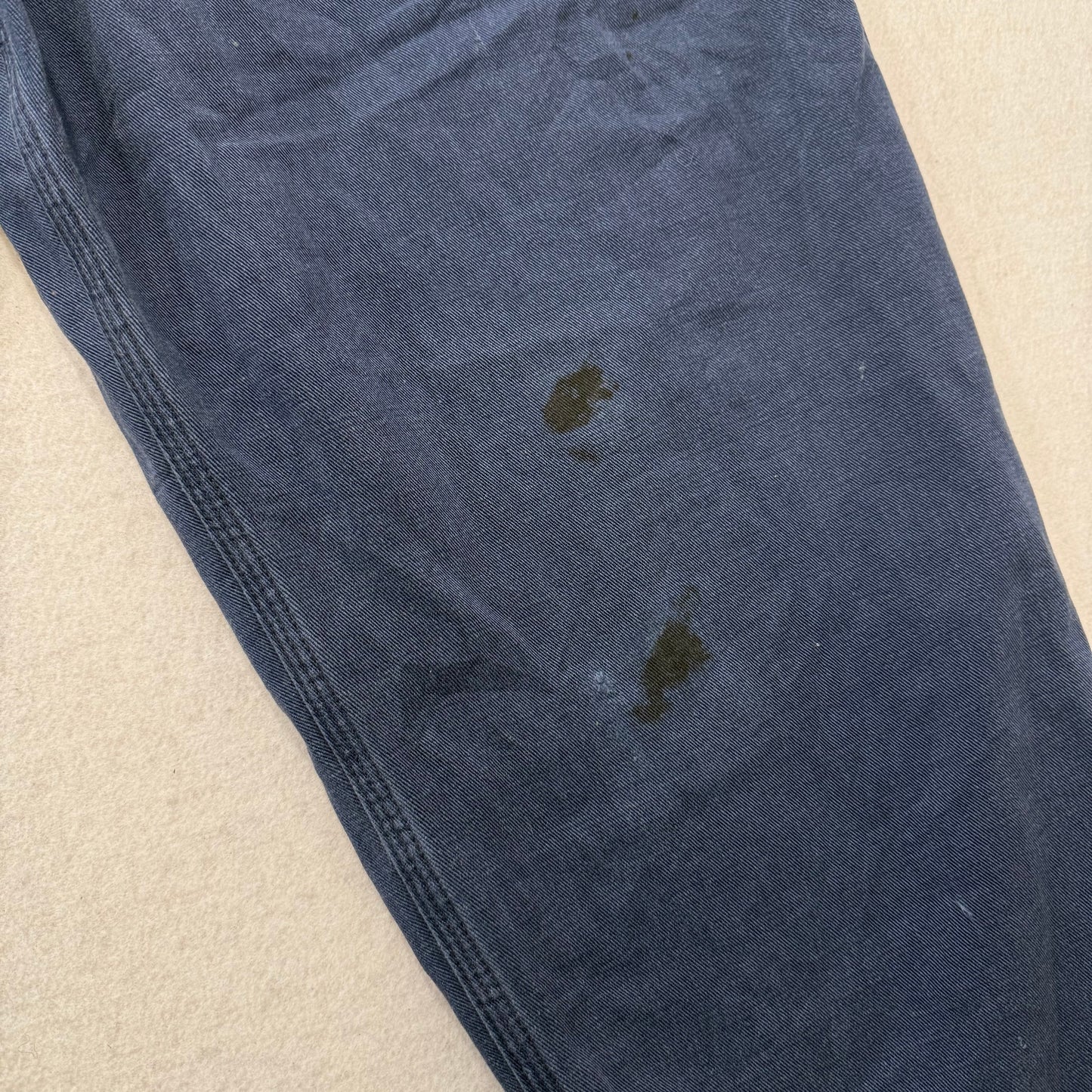 Carhartt Navy Blue Work Pants Straight Leg Utility Pockets Stained Size 42x30