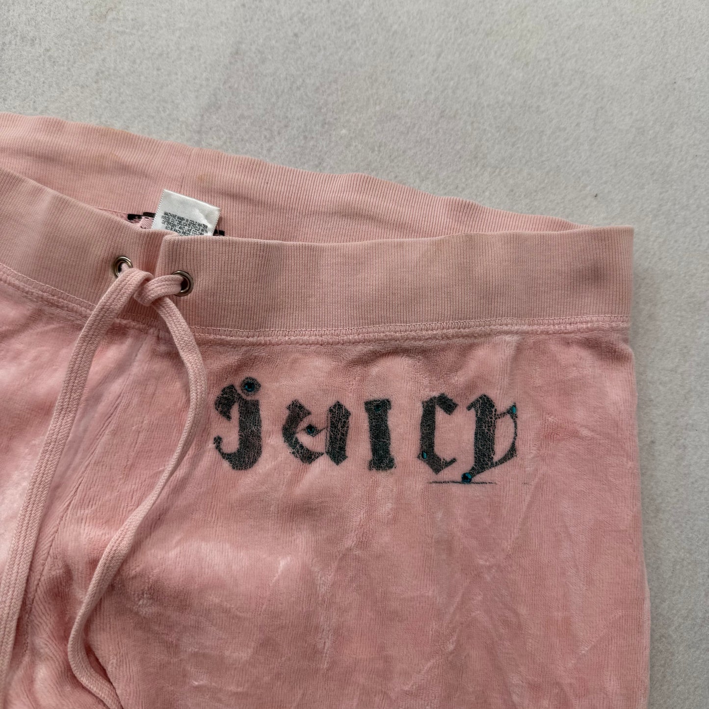 Vintage Juicy Couture Women's Pink Velour Flared Track Pant Low Rise Logo Size S