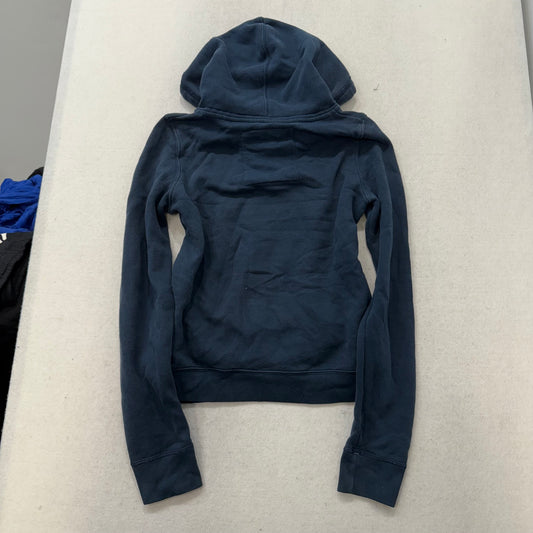 Hollister Navy Cotton Blend Pullover Hoodie Kangaroo Pocket Seagull Logo Size L