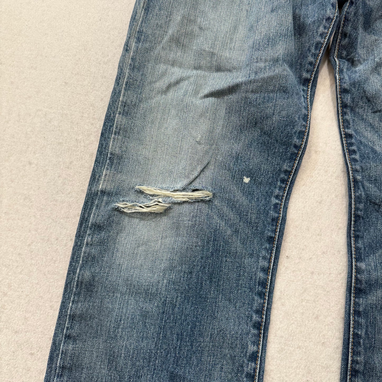 Polo Ralph Lauren Men's Medium Blue Denim Straight Leg Distressed Jeans Size 32