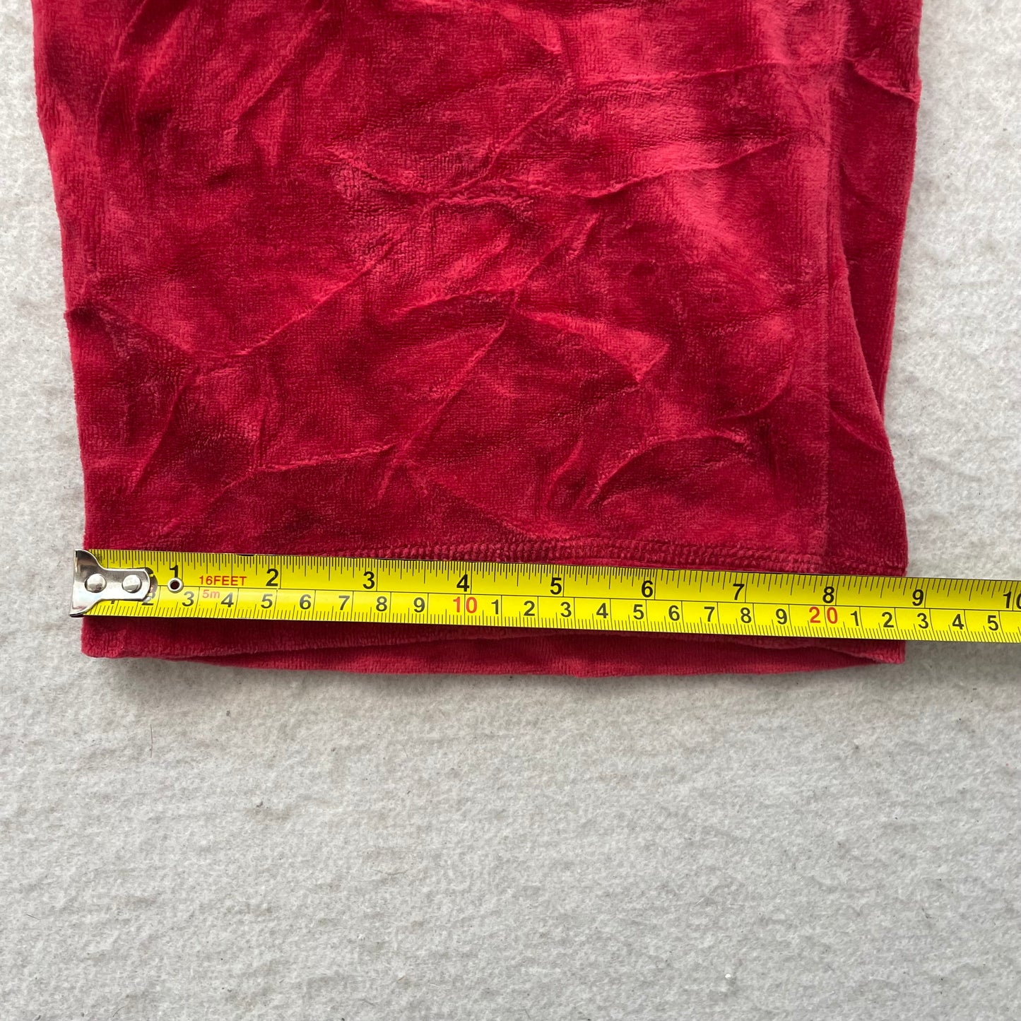 Vintage Juicy Couture Women's Red Velour Tracksuit Set Hoodie & Pant Size L