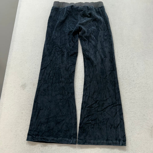 Vintage Juicy Couture Women's Navy Velour Flared Track Pant Loungewear Size S