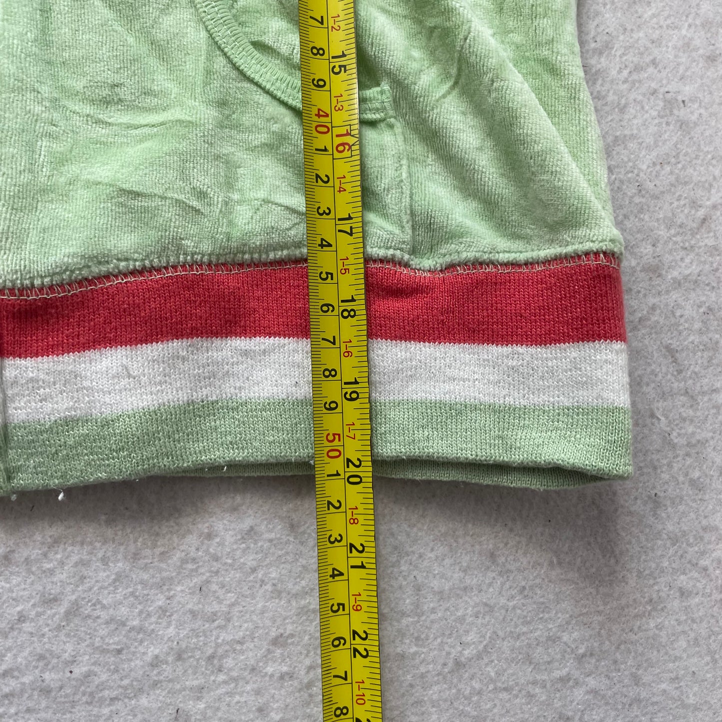 Vintage Juicy Couture Women's Green Velour Hoodie Striped Ribbed Cuffs Size L