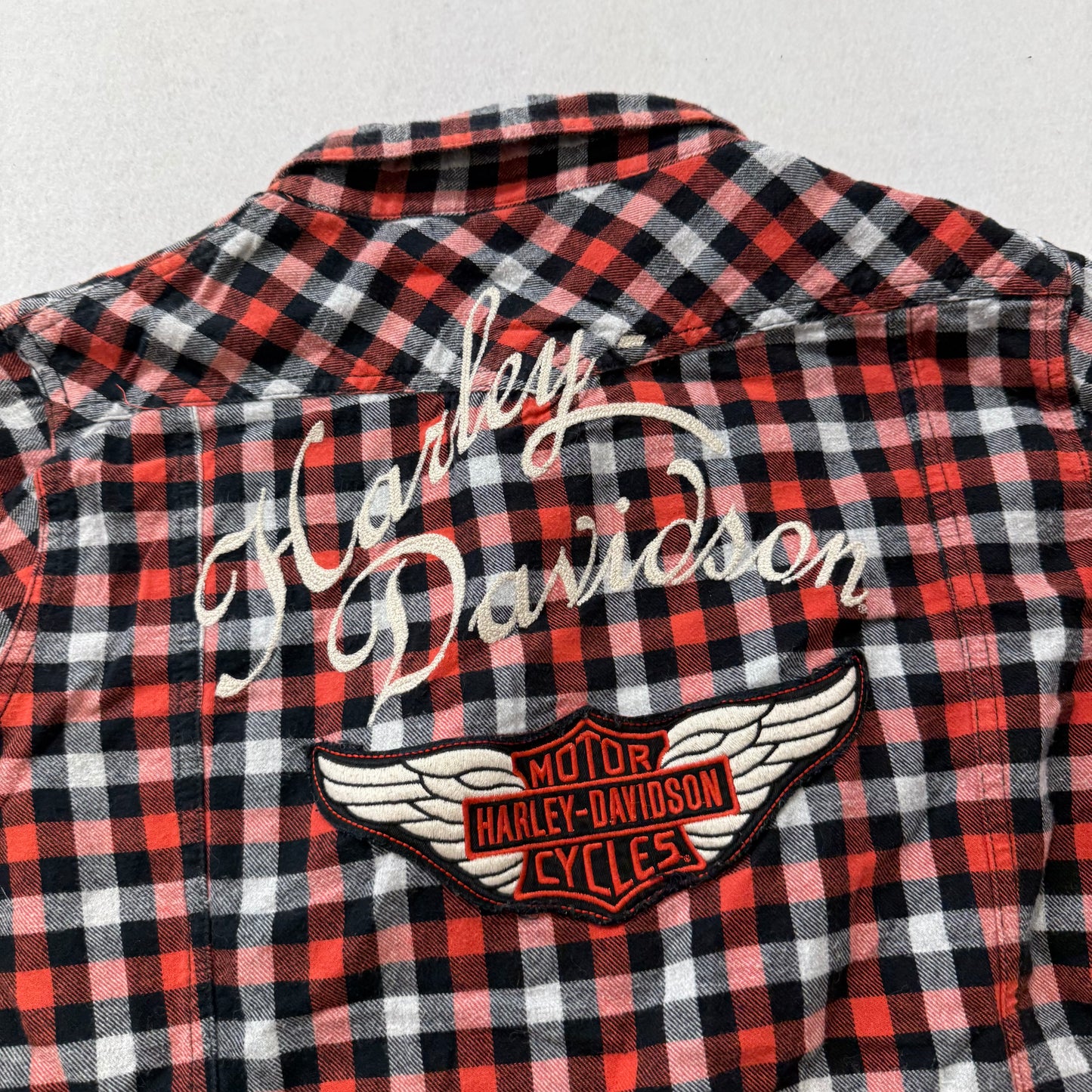 Harley-Davidson Women's Red Black Cotton Button-Down Flannel Shirt Size XL