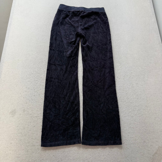 Juicy Couture Women's Navy Velour Flared Track Pant Loungewear Preppy Size 10