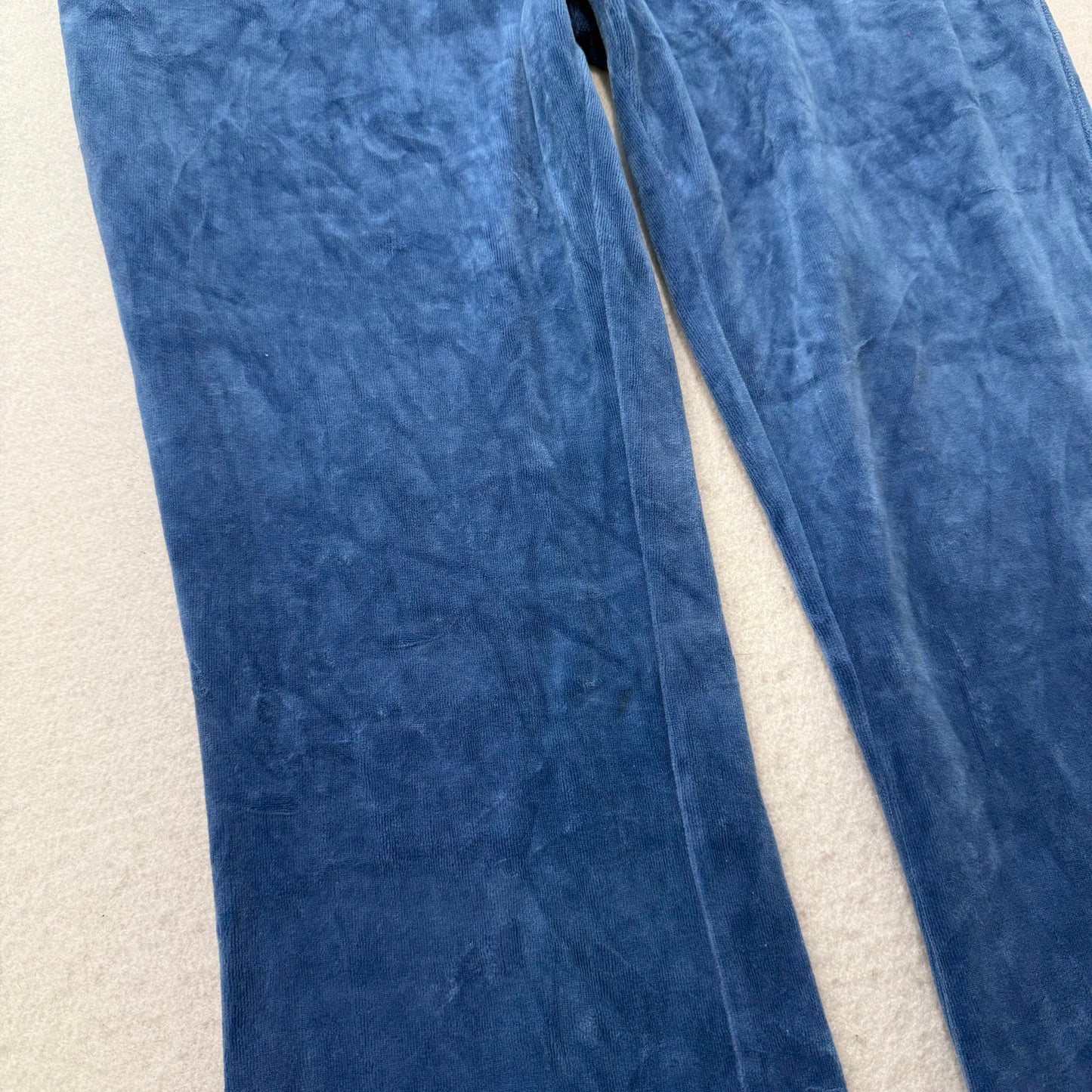 Juicy Couture Women's Deep Sea Blue Velour Flared Track Pant Loungewear Size M