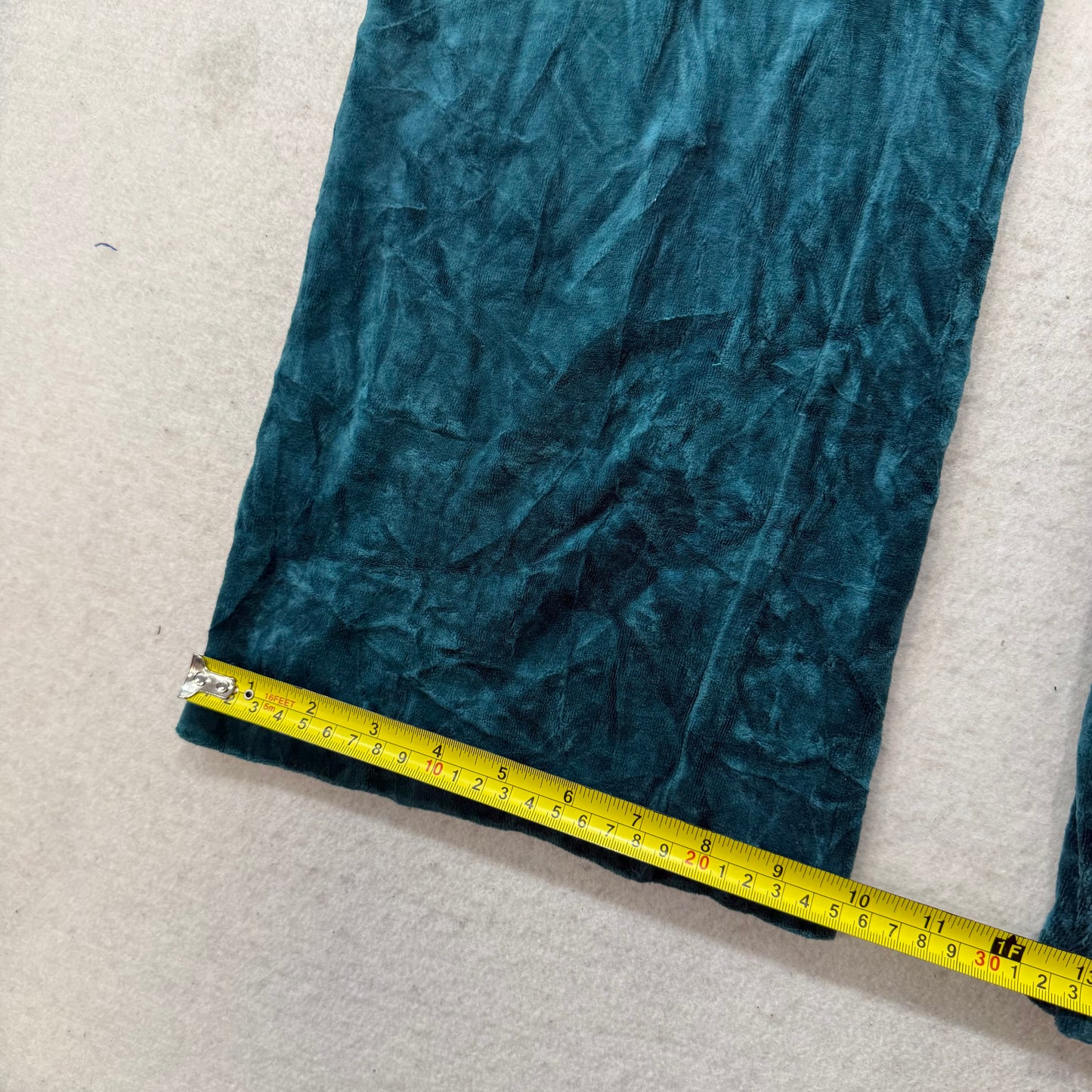 Vintage Juicy Couture Women's Teal Velour Flared Track Pant Low Rise Y2K Size L