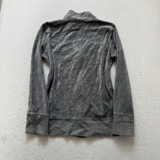 Vintage Juicy Couture Womens Deep Gray Velour Zip-Up Track Jacket Classic Size L